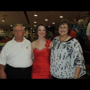 Red Mori Lee Removable Train Dress size 3/4 Prom